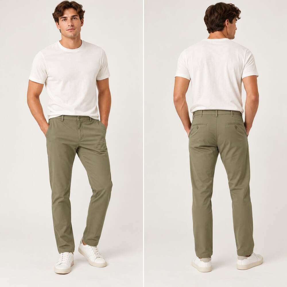 INTO THE AM Mens Pants 36X33 Tapered Slim Fit All day Stretch Taupe Lightweight